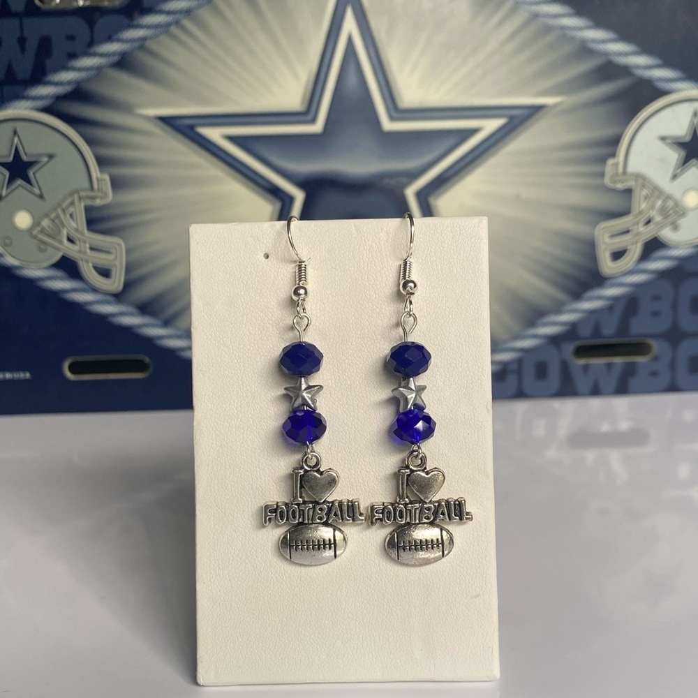 Dallas Cowboys beaded earrings with charm